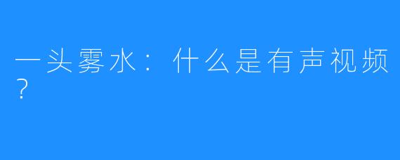 一头雾水：什么是有声视频？