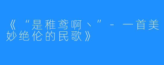 《“是稚鸢啊丶”-一首美妙绝伦的民歌》