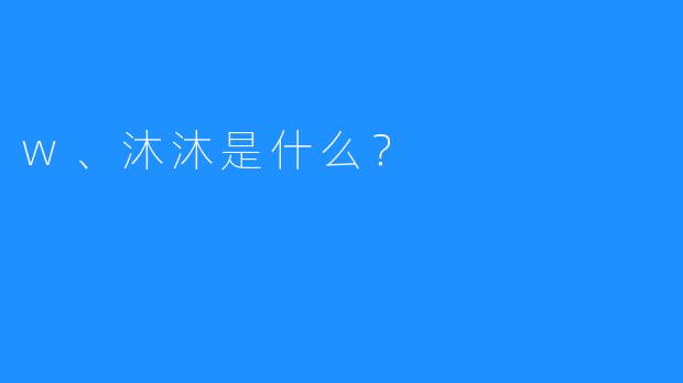 w、沐沐是什么？