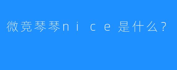 微竞琴琴nice是什么？