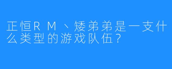 正恒RM丶矮弟弟是一支什么类型的游戏队伍？