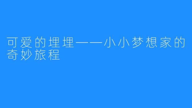 可爱的埋埋——小小梦想家的奇妙旅程