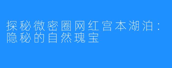 探秘微密圈网红宫本湖泊:隐秘的自然瑰宝