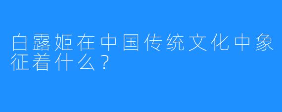 白露姬在中国传统文化中象征着什么？