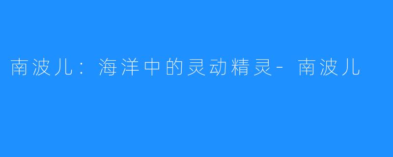 南波儿:海洋中的灵动精灵-南波儿