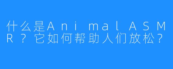 什么是AnimalASMR？它如何帮助人们放松？