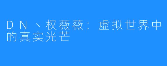 DN丶权薇薇:虚拟世界中的真实光芒